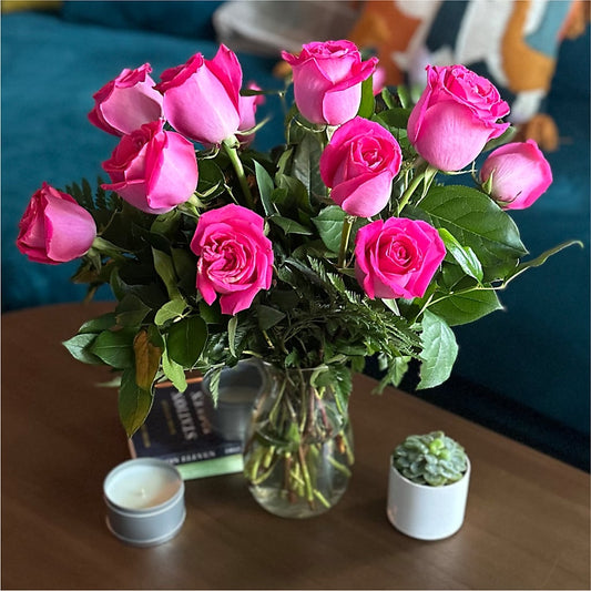 Long Stem Pink Rose Bouquet – Miami Flowers, Miami FL