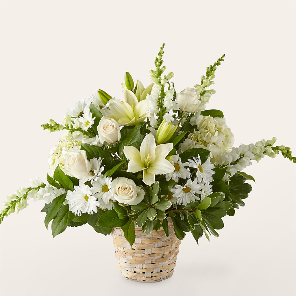Ivory Elegance Floral Basket – Miami Flowers, Miami FL