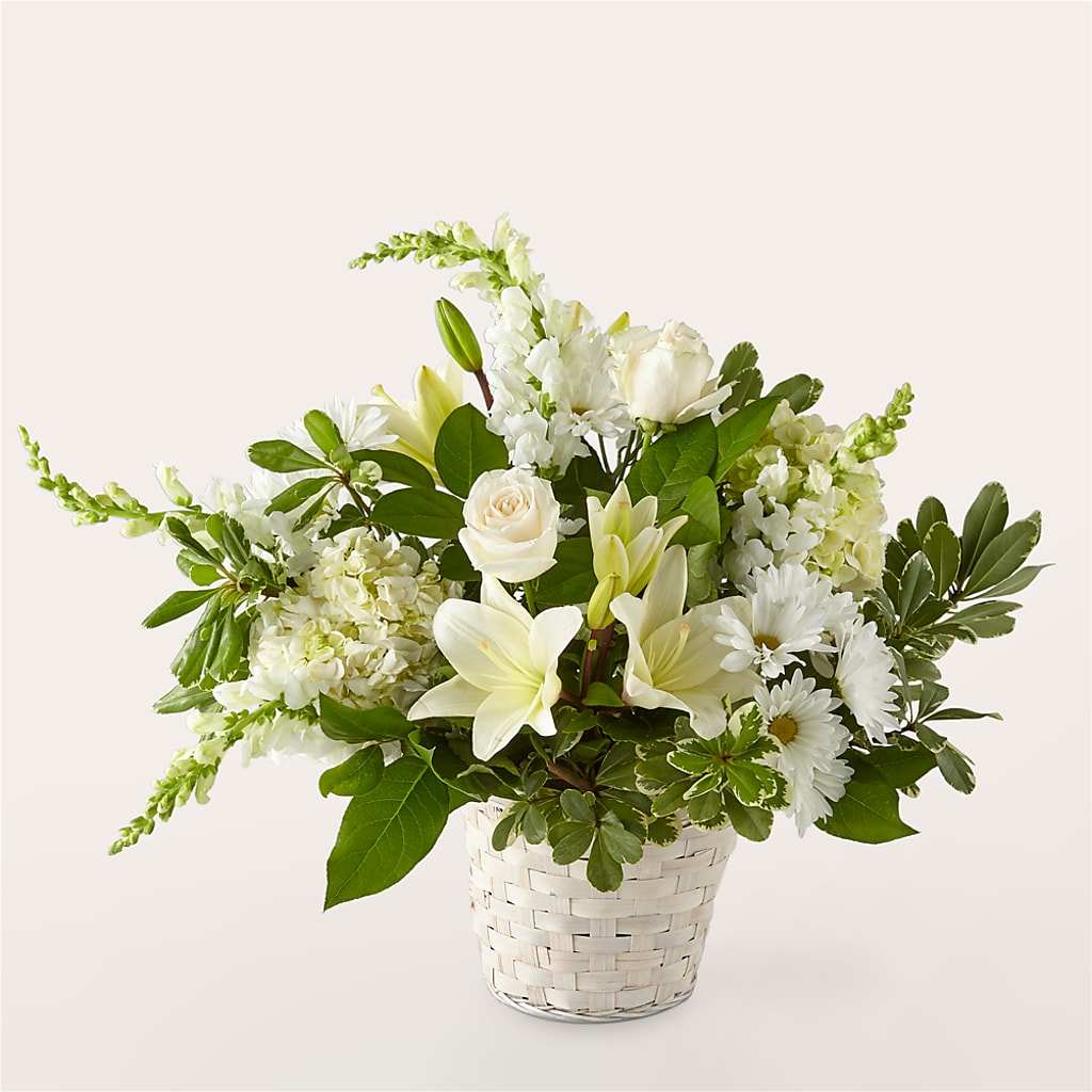 Ivory Elegance Floral Basket – Miami Flowers, Miami FL
