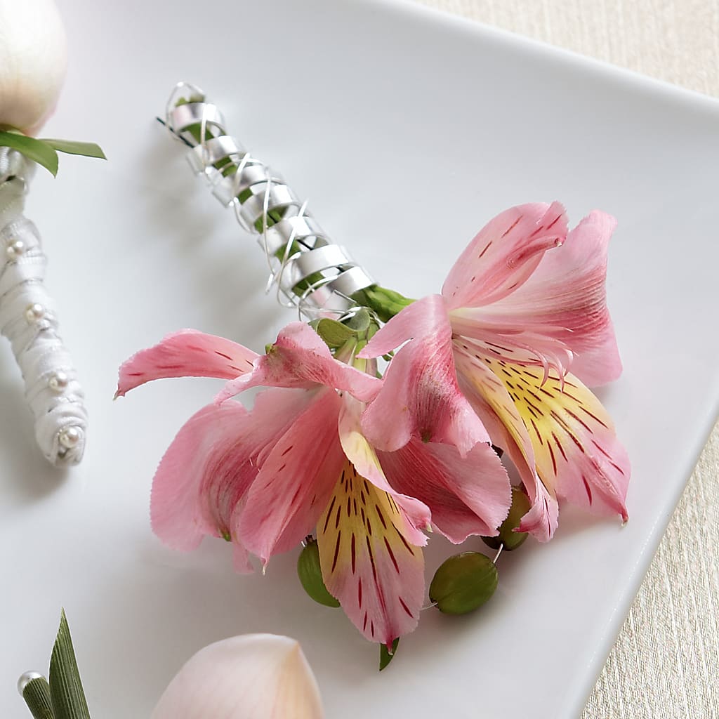 Pink Peruvian Lily Boutonniere – Miami Flowers, Miami FL
