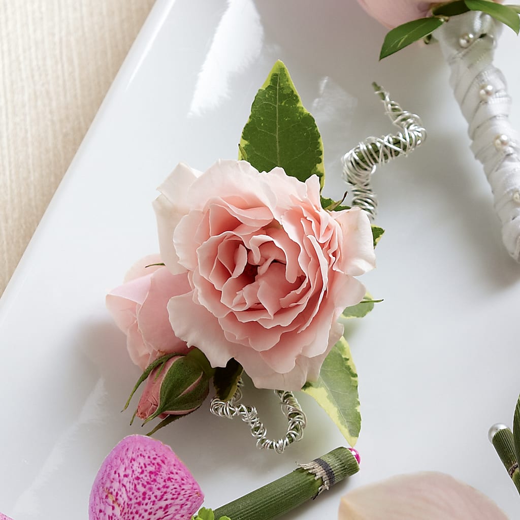 Pink Spray Rose Boutonniere – Miami Flowers, Miami FL