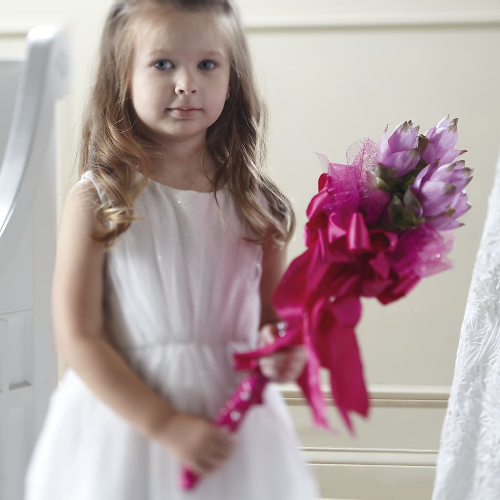 Sparkle Pink Flower Girl Bouquet – Miami Flowers, Miami FL
