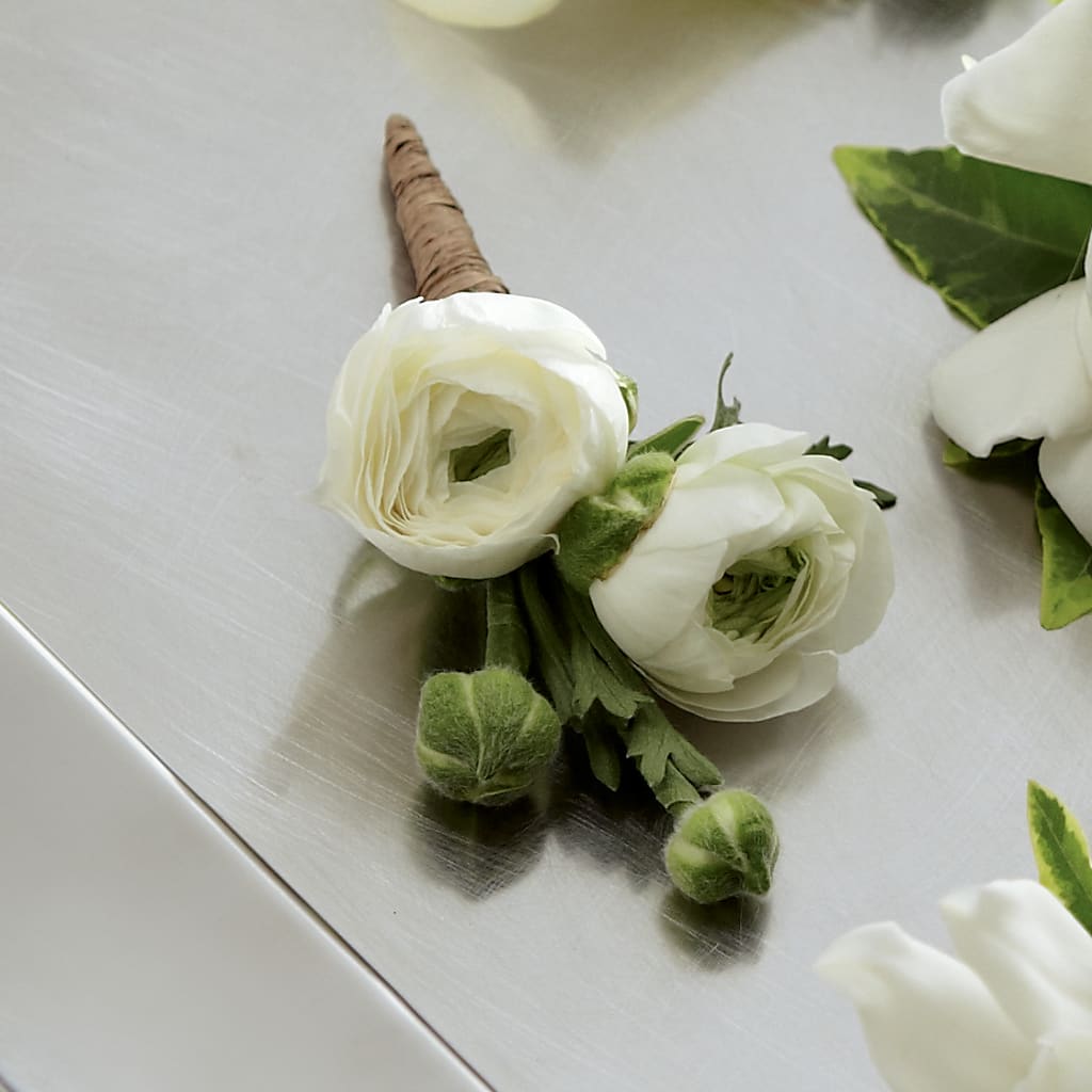 White Ranunculus Boutonniere – Miami Flowers, Miami FL