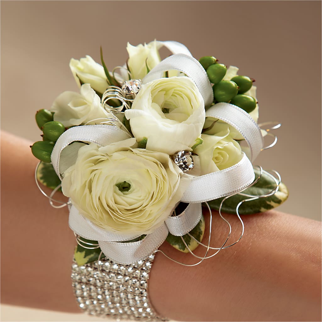 White Wedding Corsage – Miami Flowers, Miami FL