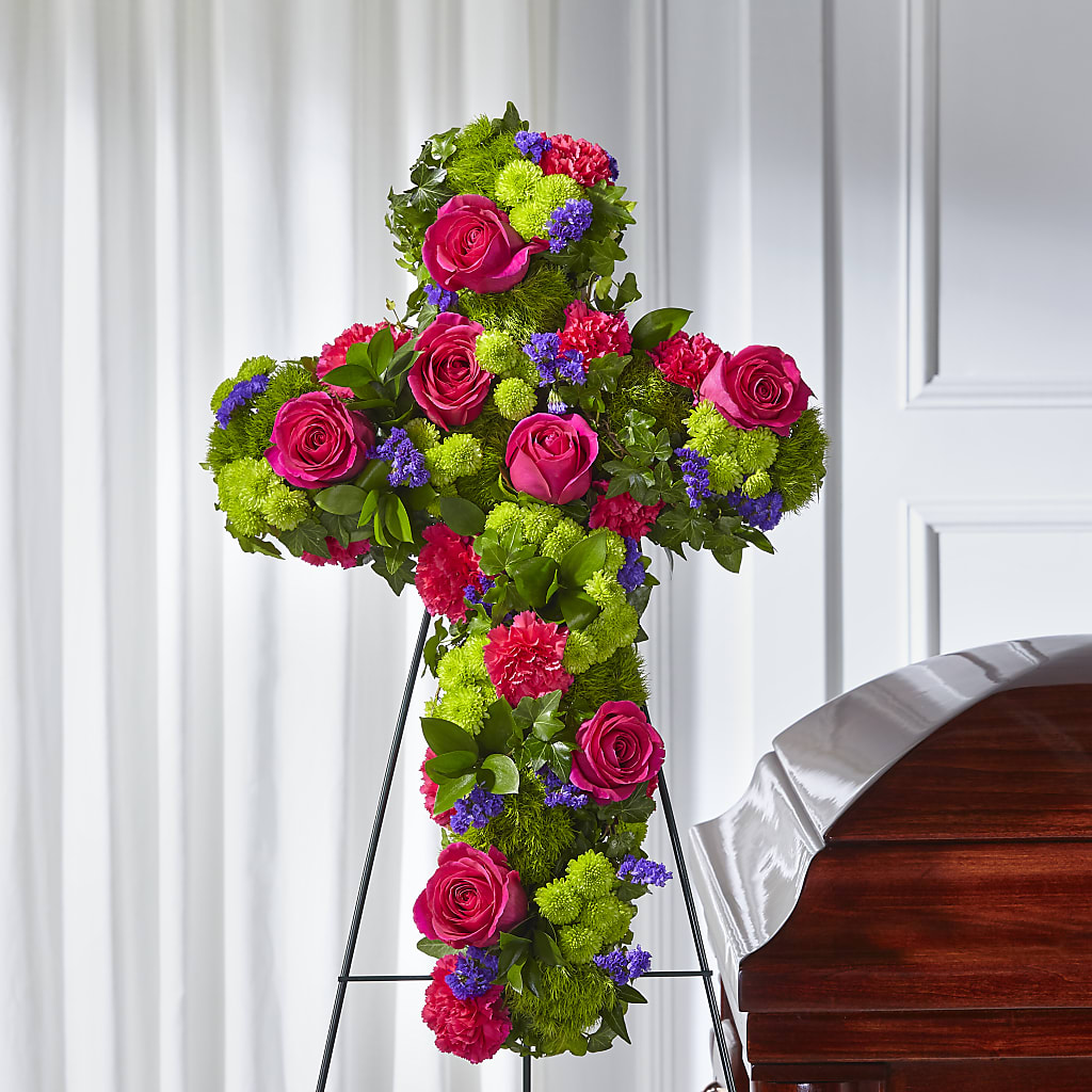 Tribute Rose Floral Cross –  Miami Flowers, Miami FL
