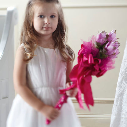Sparkle Pink Flower Girl Bouquet –  Miami Flowers, Miami FL